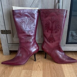 Vintage Diego di Luca Burgundy Leather Boots